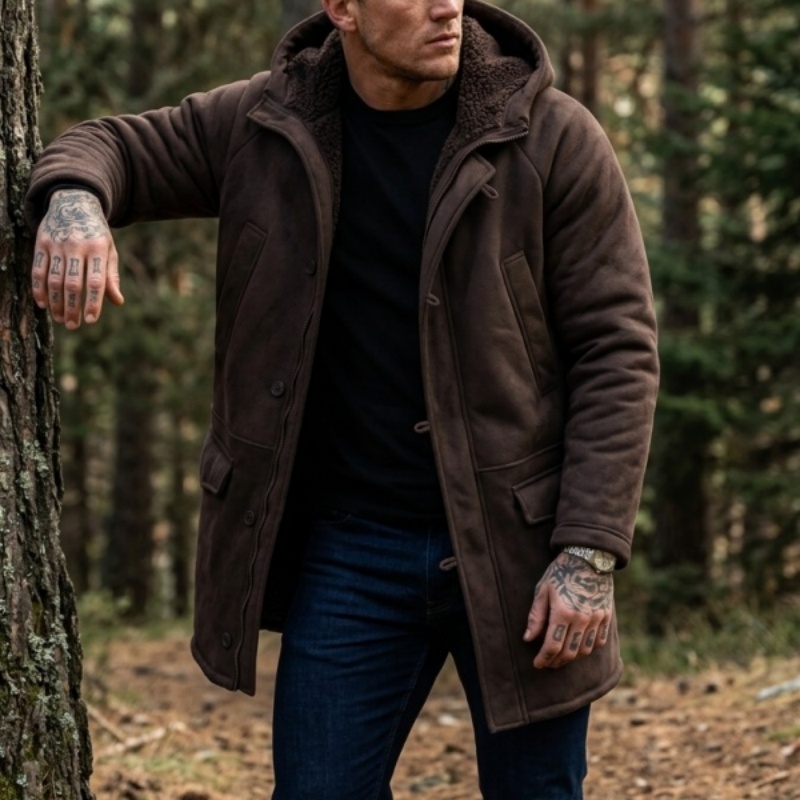 Outdoor Hunting Fleece - New Men's Faux Fur Lined Hooded