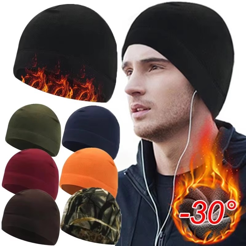 Mens Outdoor Hunting Hats - 1/3Pcs Fleece Hat Tactical Windproof Outdoor