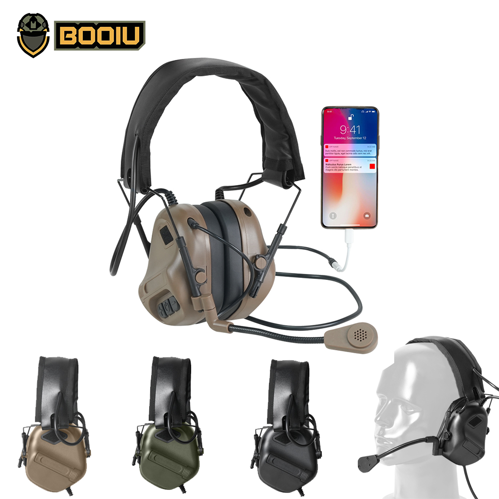 Shooting Ear Muff - BOOIU Tactical Electronic Shooting Headset 3.5mm