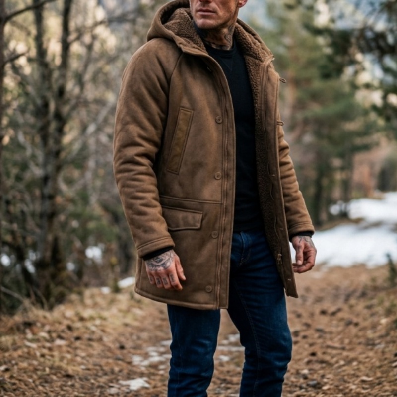 New Men's Faux Fur Lined Hoode - Outdoor Hunting Fleece recension och pris