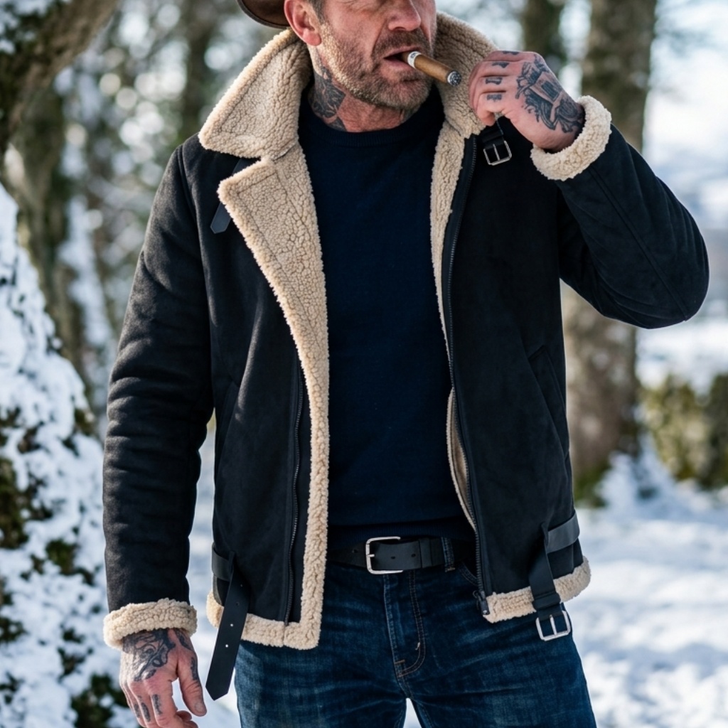 Men Winter Faux Suede Jacket F - Outdoor Hunting Fleece recension och pris