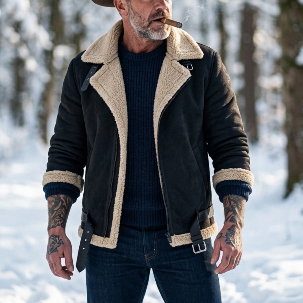 Men Winter Faux Suede Jacket F - Outdoor Hunting Fleece recension och pris