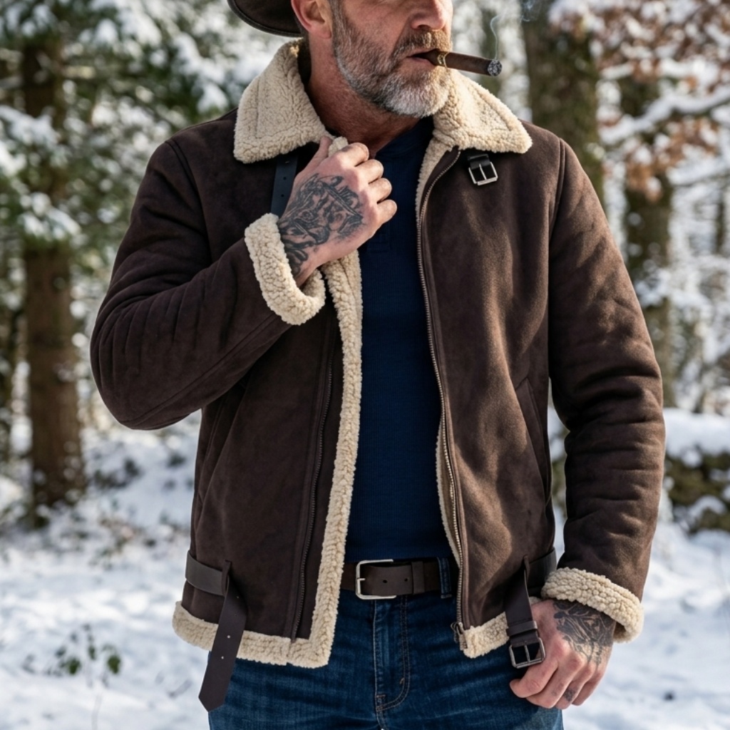 Men Winter Faux Suede Jacket F - Outdoor Hunting Fleece recension och pris